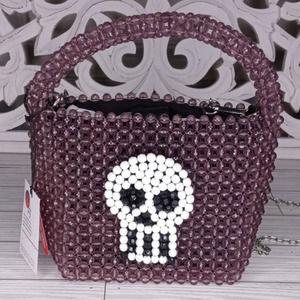 Bouffants & Broken Hearts Beaded Skeleton Crossbody Purse - New